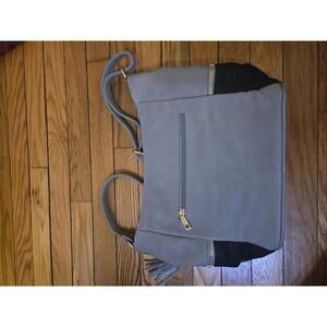 Two-Tone Grey and Black Women's Handbag with Tassel Detail